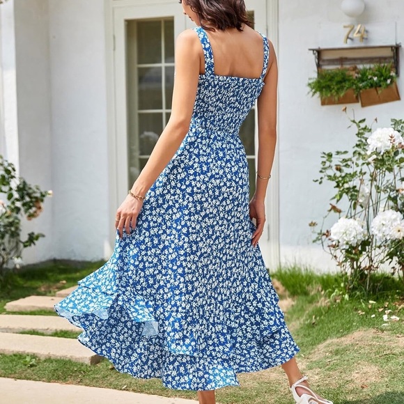 GRACE KARIN  Dress Square Neck Strapped Swing A Line Sundress Beach Long Maxi - Picture 3 of 11